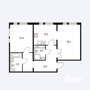 2-к квартира, вторичка, 63м2, 18/25 этаж