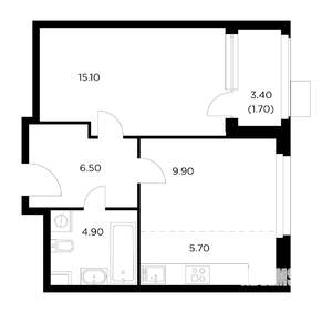 1-к квартира, строящийся дом, 44м2, 4/17 этаж