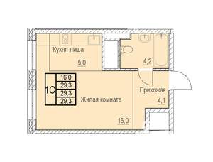 1-к квартира, строящийся дом, 29м2, 4/22 этаж