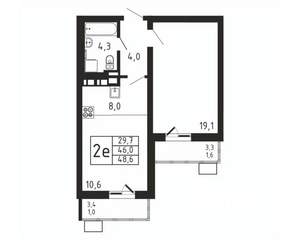 2-к квартира, вторичка, 49м2, 2/9 этаж