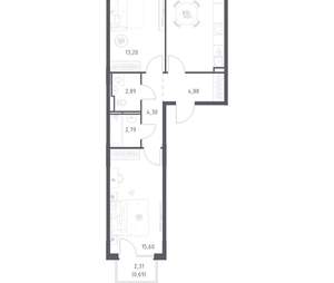 2-к квартира, вторичка, 58м2, 5/17 этаж