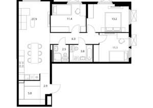 3-к квартира, вторичка, 84м2, 17/25 этаж