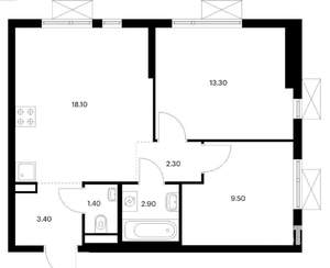 2-к квартира, вторичка, 51м2, 22/24 этаж