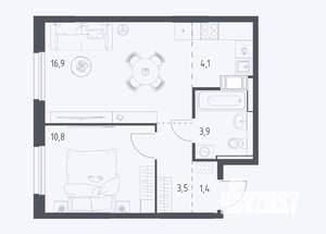 1-к квартира, вторичка, 40м2, 17/17 этаж