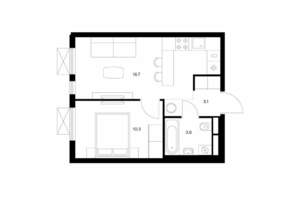1-к квартира, вторичка, 34м2, 17/24 этаж
