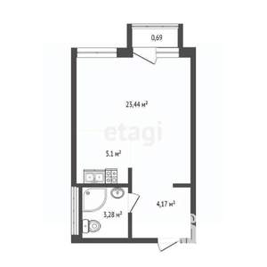 Студия квартира, вторичка, 23м2, 11/17 этаж