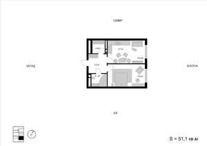 2-к квартира, строящийся дом, 51м2, 14/17 этаж