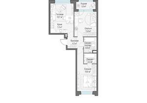 2-к квартира, строящийся дом, 61м2, 12/23 этаж