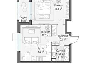 1-к квартира, вторичка, 42м2, 5/17 этаж