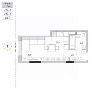 Студия квартира, строящийся дом, 26м2, 6/9 этаж