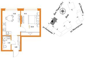 1-к квартира, вторичка, 35м2, 6/25 этаж