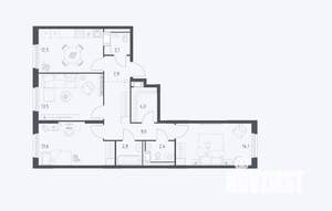 3-к квартира, сданный дом, 76м2, 7/17 этаж