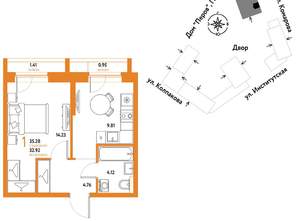 1-к квартира, вторичка, 35м2, 7/6 этаж