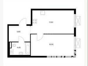 1-к квартира, вторичка, 44м2, 4/24 этаж
