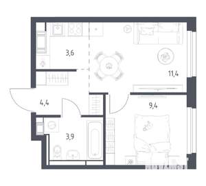1-к квартира, вторичка, 32м2, 3/17 этаж