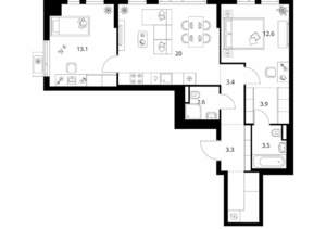 2-к квартира, вторичка, 66м2, 19/25 этаж