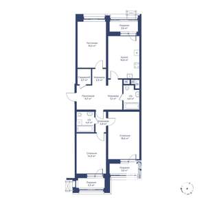 3-к квартира, строящийся дом, 104м2, 3/24 этаж