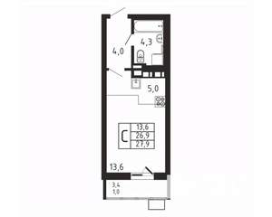 Студия квартира, вторичка, 28м2, 5/9 этаж