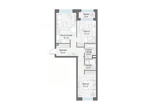 2-к квартира, строящийся дом, 64м2, 14/23 этаж