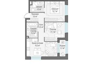 2-к квартира, строящийся дом, 59м2, 11/23 этаж