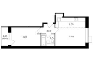 2-к квартира, строящийся дом, 45м2, 15/17 этаж