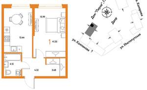 1-к квартира, вторичка, 42м2, 8/6 этаж