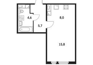 1-к квартира, вторичка, 34м2, 18/25 этаж