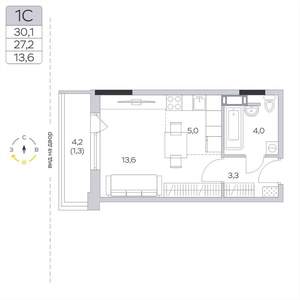 Студия квартира, вторичка, 27м2, 8/9 этаж