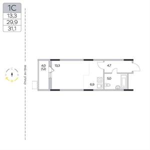 Студия квартира, вторичка, 31м2, 3/9 этаж
