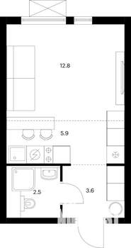 Студия квартира, вторичка, 25м2, 18/24 этаж