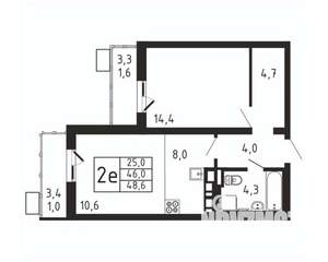 2-к квартира, вторичка, 49м2, 5/9 этаж