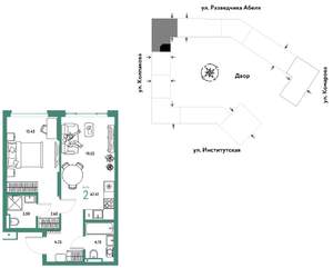2-к квартира, вторичка, 47м2, 3/25 этаж