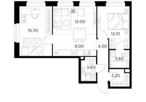 3-к квартира, строящийся дом, 64м2, 14/23 этаж