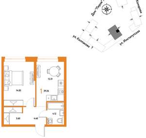 1-к квартира, вторичка, 39м2, 7/6 этаж