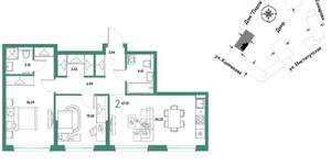 2-к квартира, вторичка, 67м2, 19/6 этаж