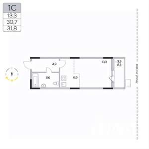 Студия квартира, вторичка, 32м2, 5/9 этаж