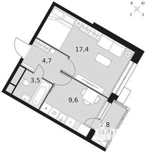 1-к квартира, вторичка, 36м2, 11/21 этаж