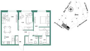2-к квартира, вторичка, 66м2, 9/25 этаж