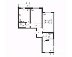 3-к квартира, вторичка, 79м2, 5/9 этаж