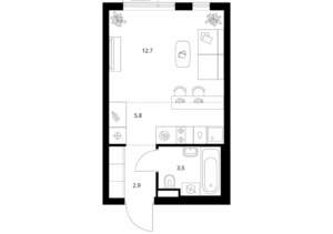 Студия квартира, вторичка, 25м2, 20/25 этаж