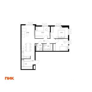 3-к квартира, вторичка, 84м2, 18/25 этаж