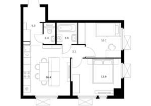2-к квартира, вторичка, 51м2, 10/25 этаж