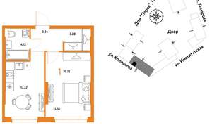 1-к квартира, вторичка, 39м2, 5/6 этаж