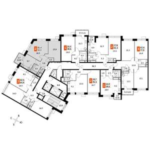 2-к квартира, строящийся дом, 54м2, 9/22 этаж