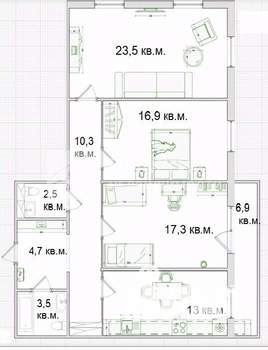 3-к квартира, вторичка, 92м2, 8/9 этаж